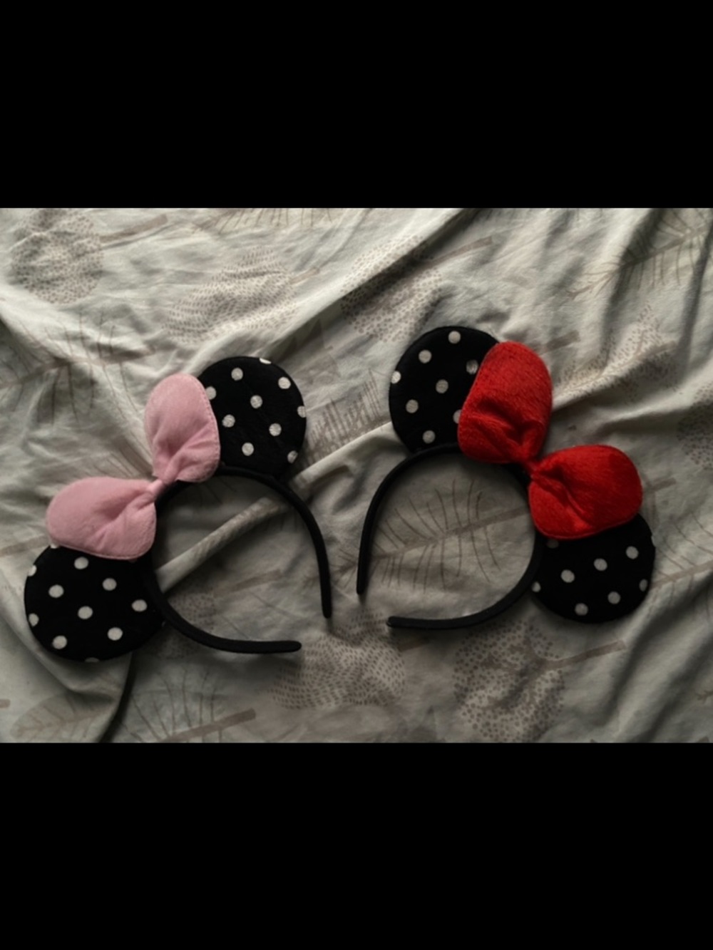 Disney Polka Dot Minnie Ear Headbands with Pink and Red Bows